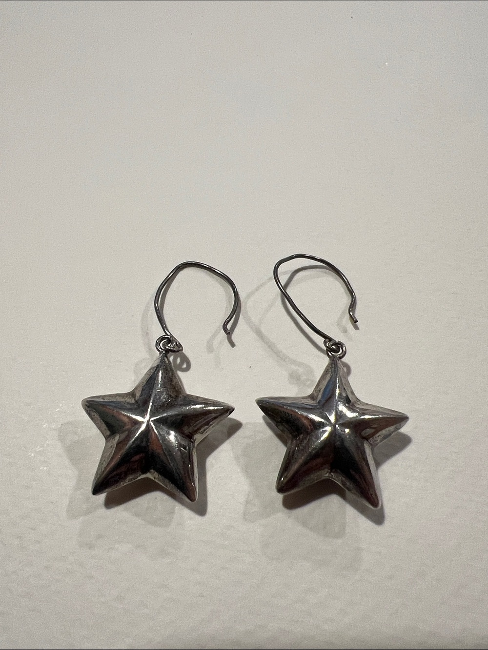Vintage Sterling Silver Star Drop Earrings - Women Jewelry